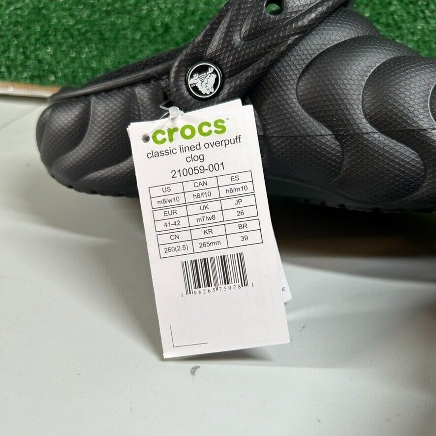 Crocs Classic Lined Overpuff Clogs Comfort Slip On Casual Black Mens 8 New