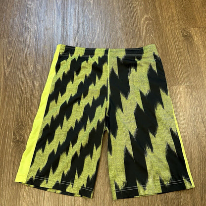 Nike Shorts Mens Medium 29" Neon Green Black Striped Dri-Fit Basketball Athletic