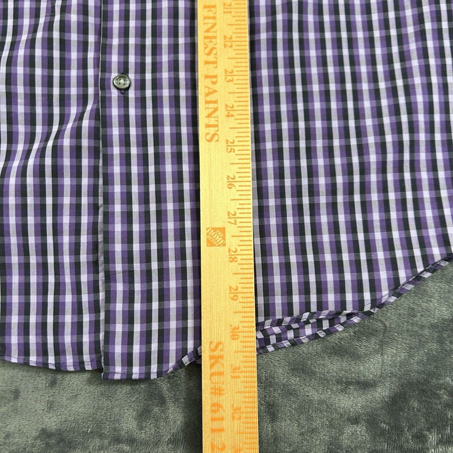 Alfani Shirt Mens Small Purple Black Plaid Button Up Long Sleeve Performance