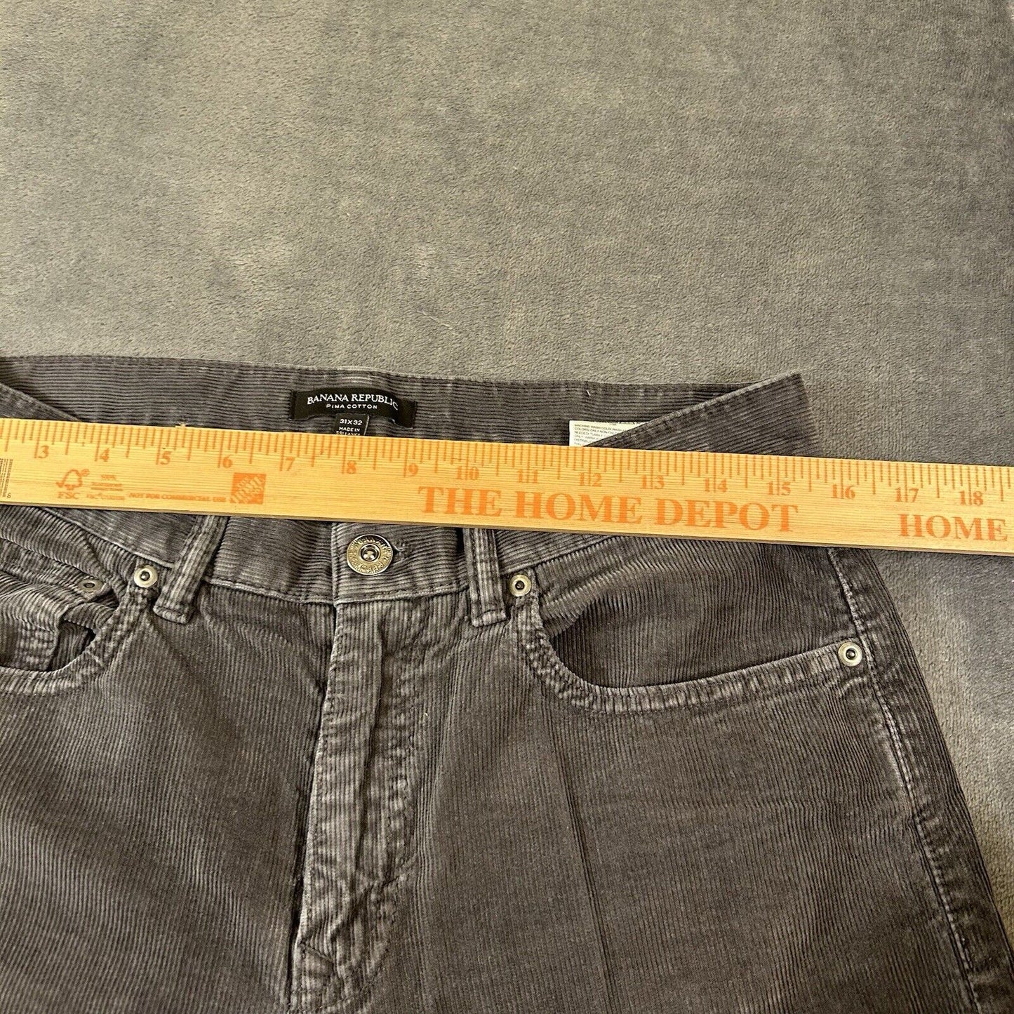 Banana Republic Corduroy Pants Mens 31x32" Gray Straight Fit Casual Work Pima