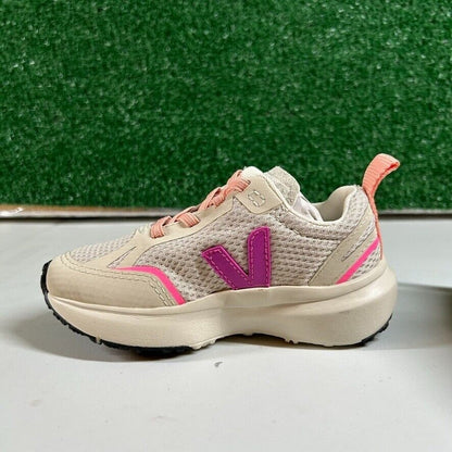 Veja Canary Elastic Lace Kids Sneakers Beige Purple Toddler Shoes 9.5C $105 Msrp