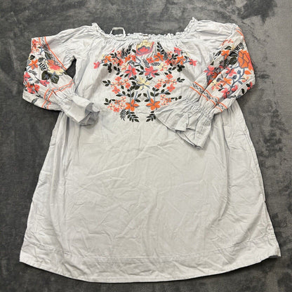 Free People Dress Womens Extra Small Light Blue Fleur Du Jour Embroidered Floral