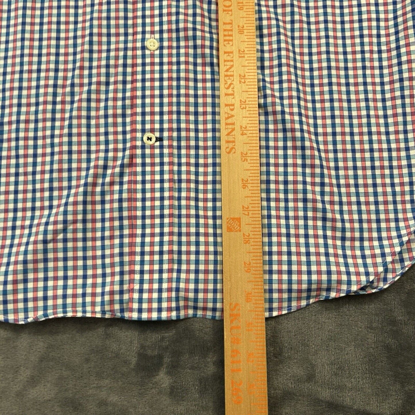 Nautica Shirt Mens Large Pink Blue White Check Button Up Short Sleeve Colorful