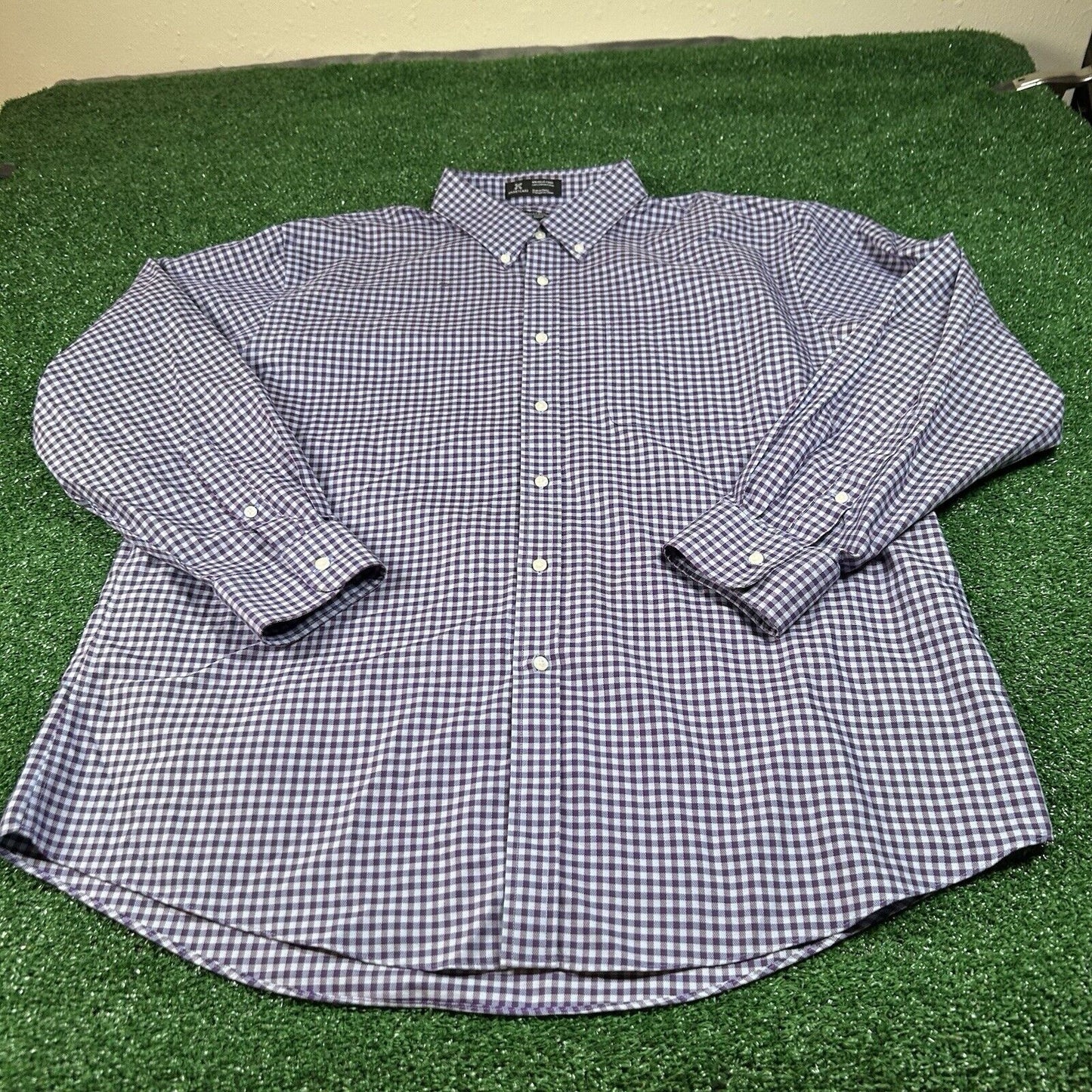 Nordstrom Dress Shirt Mens 17 33 Purple Blue Check Preppy Button Up Long Sleeve