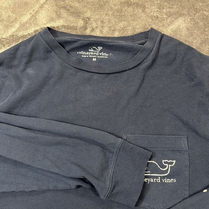 Vineyard Vines Shirt Mens Medium Blue White Long Sleeve Graphic Tee Casual