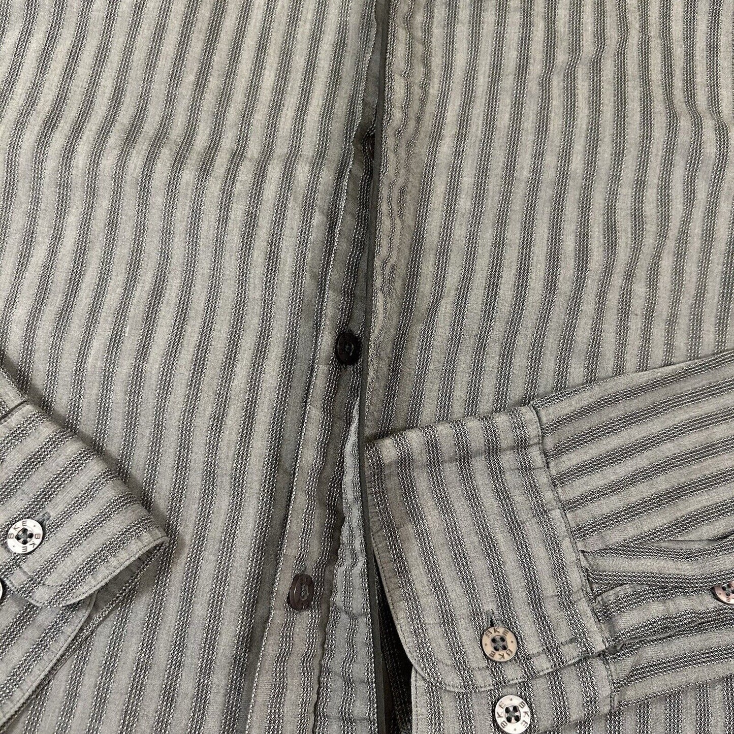 BKE Shirt Mens Extra Large Gray Striped Button Up Long Sleeve Work Slim Fit