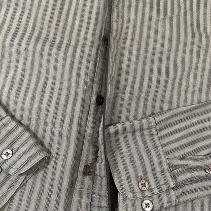 BKE Shirt Mens Extra Large Gray Striped Button Up Long Sleeve Work Slim Fit