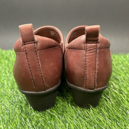 Earth Emily Cove Shoes Womens 7 B Red Clogs Mules Leather Slip On Casual Walking