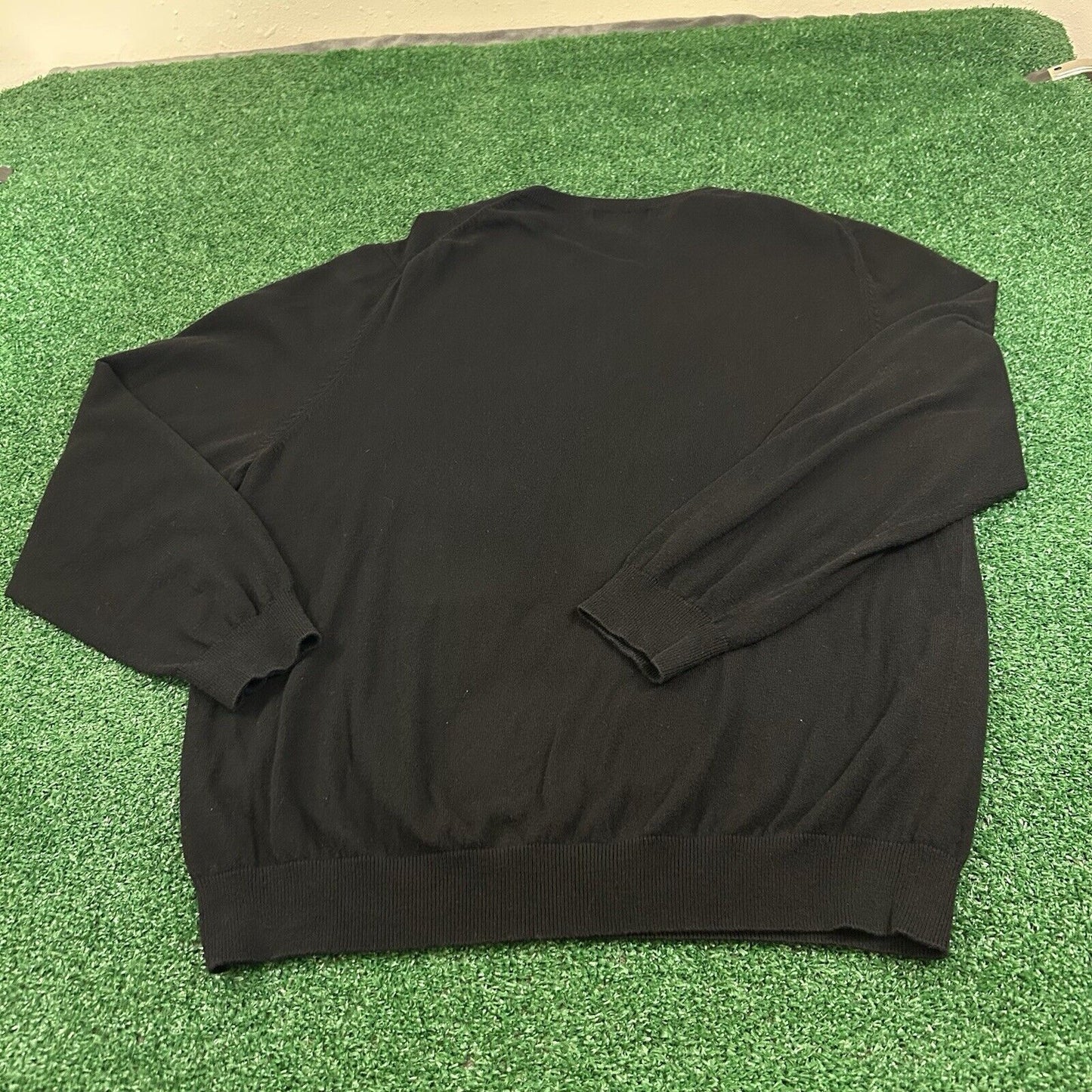 Eddie Bauer Sweater Mens Large Black Knit Cashmere V-neck Pullover Sweatshirt