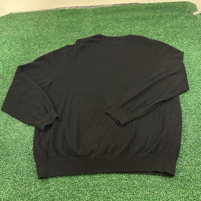 Eddie Bauer Sweater Mens Large Black Knit Cashmere V-neck Pullover Sweatshirt