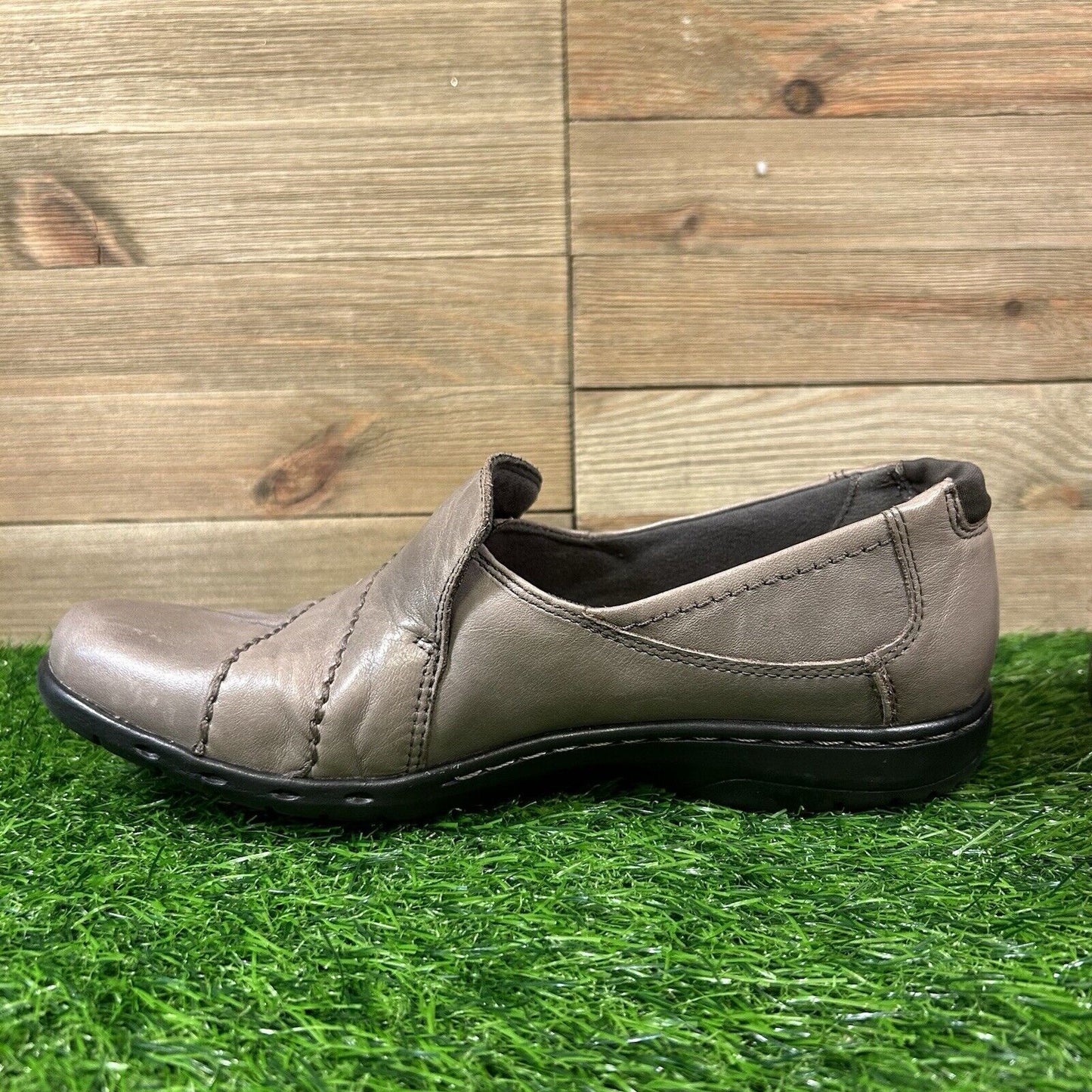 Cobb Hill Paulette Loafers Womens 7.5 M Gray Shoes Leather Casual Comfort Button