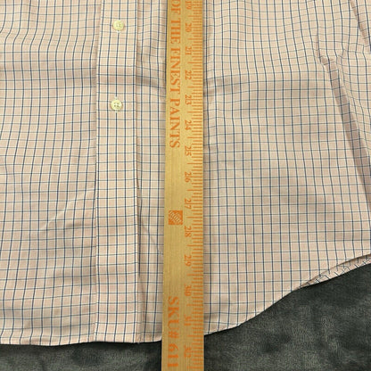 Brooks Brothers Shirt Mens 16 35 Pink Blue Check Button Up Long Sleeve Regent