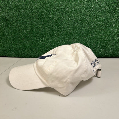 Polo Ralph Lauren Hat Cap Mens White Black Strapback Embroidered Cotton Preppy