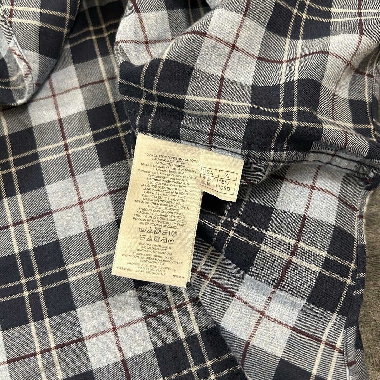 Brooks Brothers Regent Shirt Mens Extra Large Blue Plaid Button Up Long Sleeve