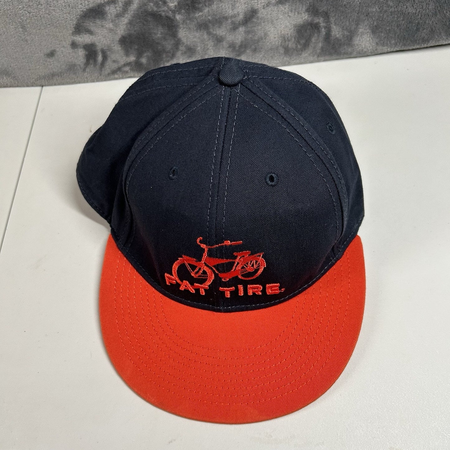 New Belgium Brewing Fat Tire Hat Cap Mens Snapback Navy Orange Adjustable Beer