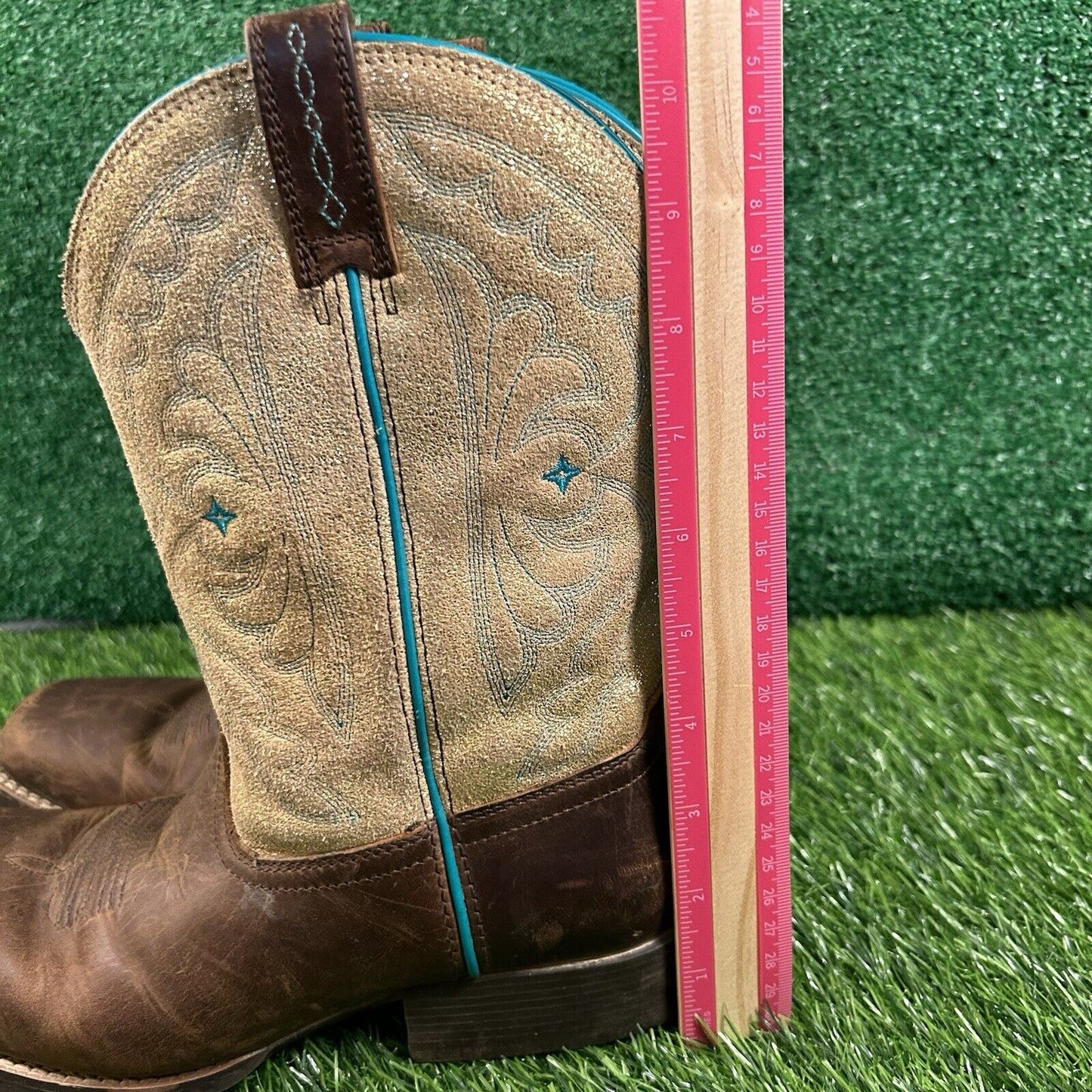 Ariat Quickdraw Boots Womens 6.5 / 6Y Brown Leather Cowgirl Western Embroidered