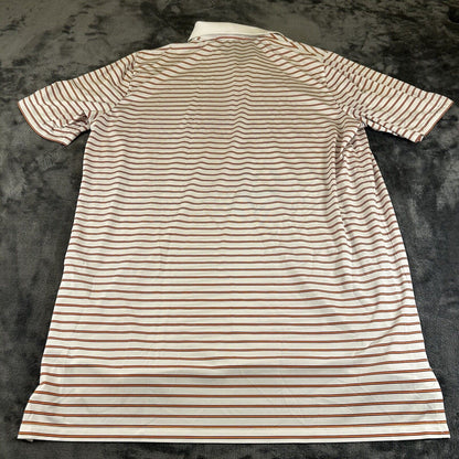 RLX Ralph Lauren Polo Shirt Mens Large White Orange Striped Short Sleeve Golf