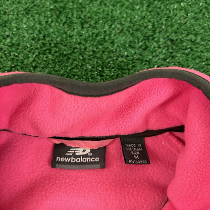 New Balance Sweater Womens Medium Pink Full Zip Fleece Sweatshirt Outdoor Comfy