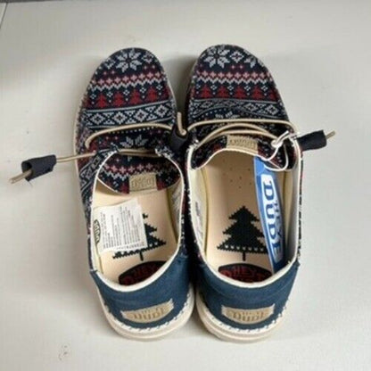 Hey Dude Wendy Winter Sweater Slip On Loafers Casual Shoes Blue Womens 8 New
