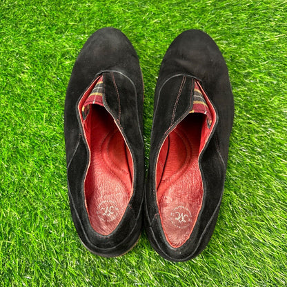 Johnston Murphy Loafers Womens 8 M Black Shoes Leather Suede Casual Slip On