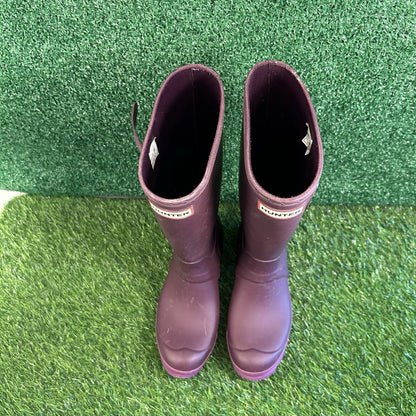 Hunter Original Tall Rain Boots Youth Kids 6 Purple Buckle Rubber Waterproof