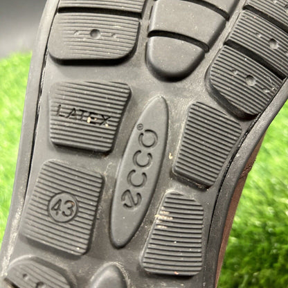 ECCO Loafer Mens 9 Brown Shoes Leather Slip On Casual Driving Comfort Square Toe