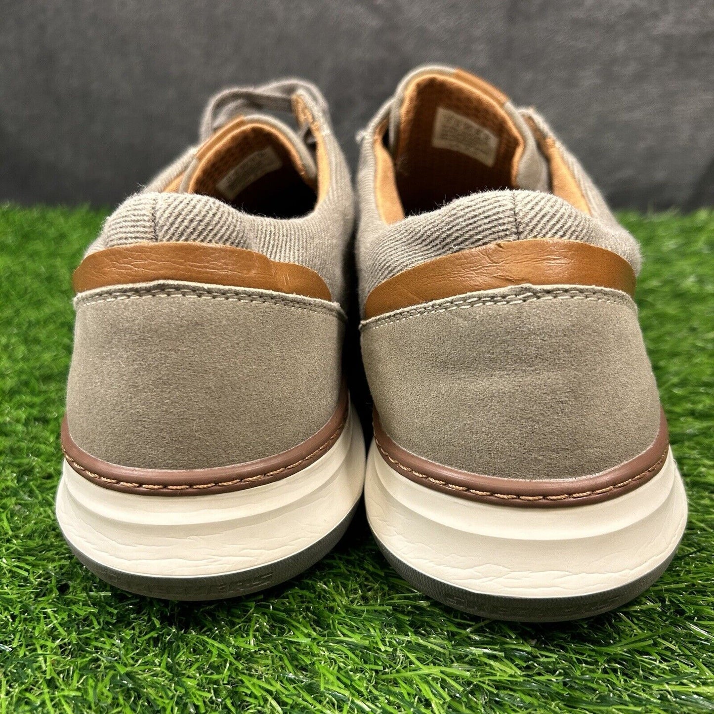 Skechers Oxfords Mens 13 Gray Brown Canvas Shoes Casual Comfort Lace Up Moreno
