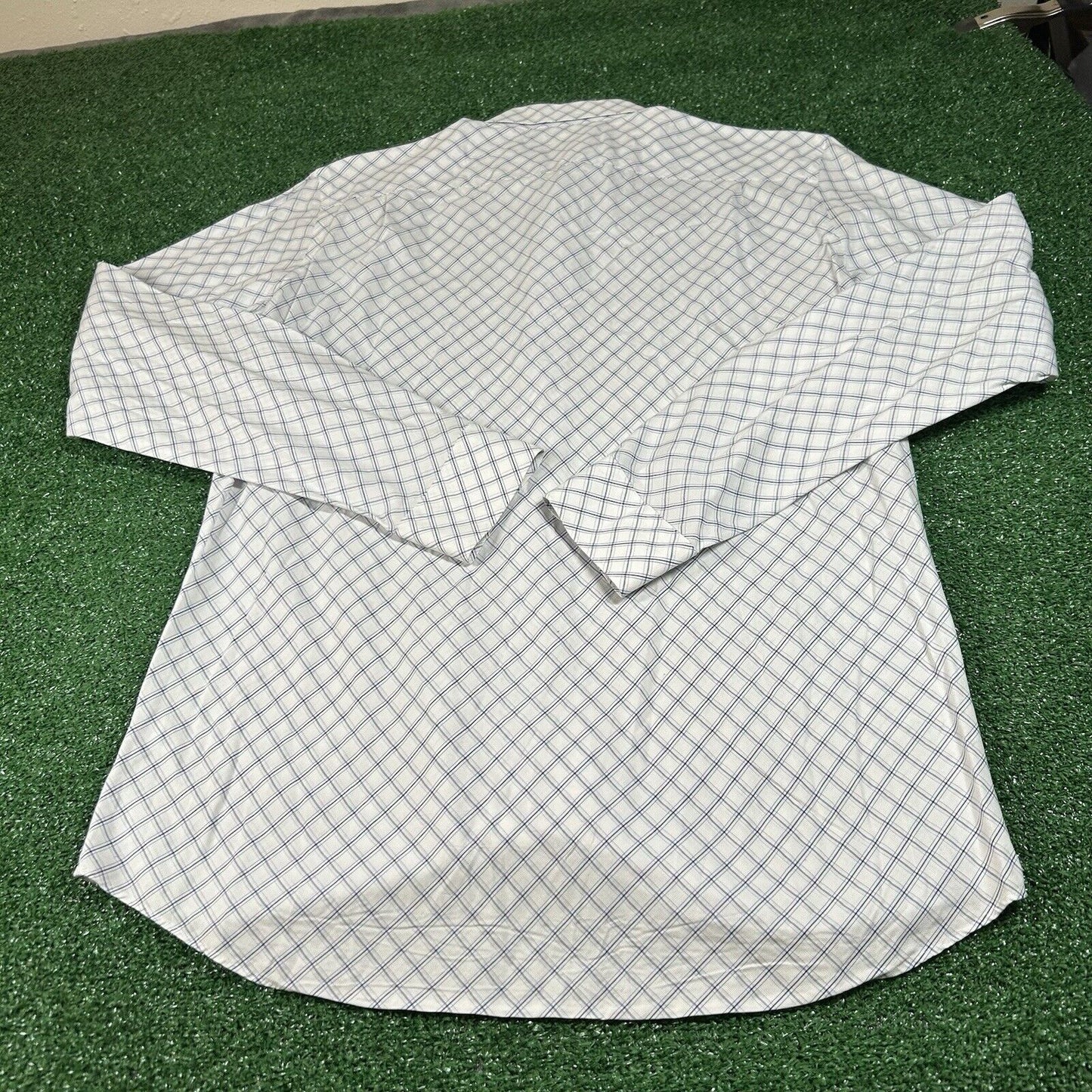 Banana Republic Dress Shirt Mens Large White Blue Diamond Button Up Long Sleeve