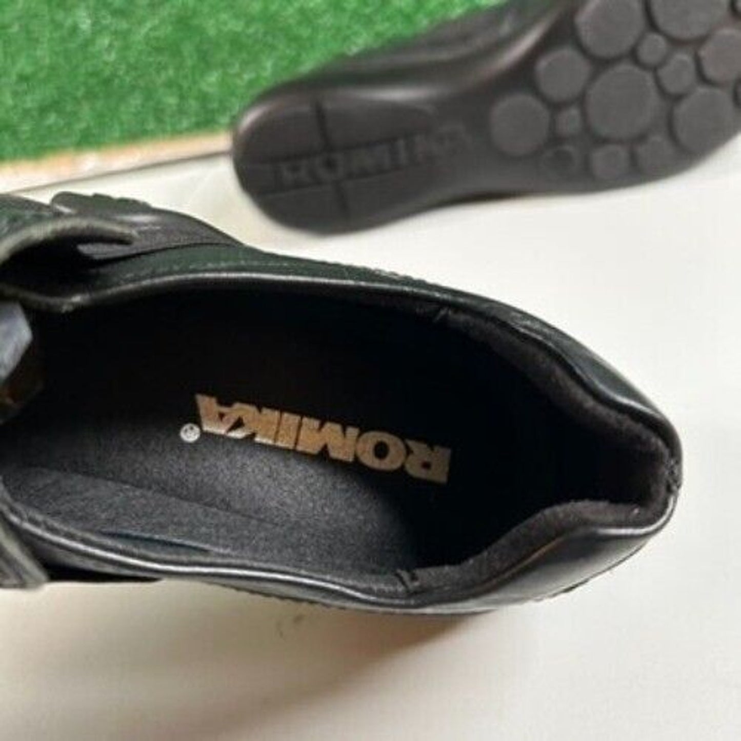 Romika Slip On Clogs Comfort Work Shoes Black Leather Loafer Womens 6-6.5 / 37EU