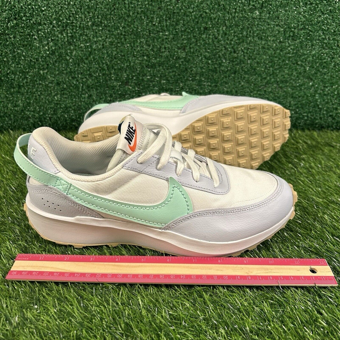 Nike Waffle Debut Mens 9.5 Blue White Leather Shoes Sneakers Casual Athletic NEW