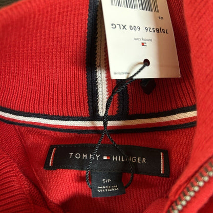 Tommy Hilfiger Sweater Mens Small Red Knit 1/4 Zip Sweatshirt Pullover NEW $79