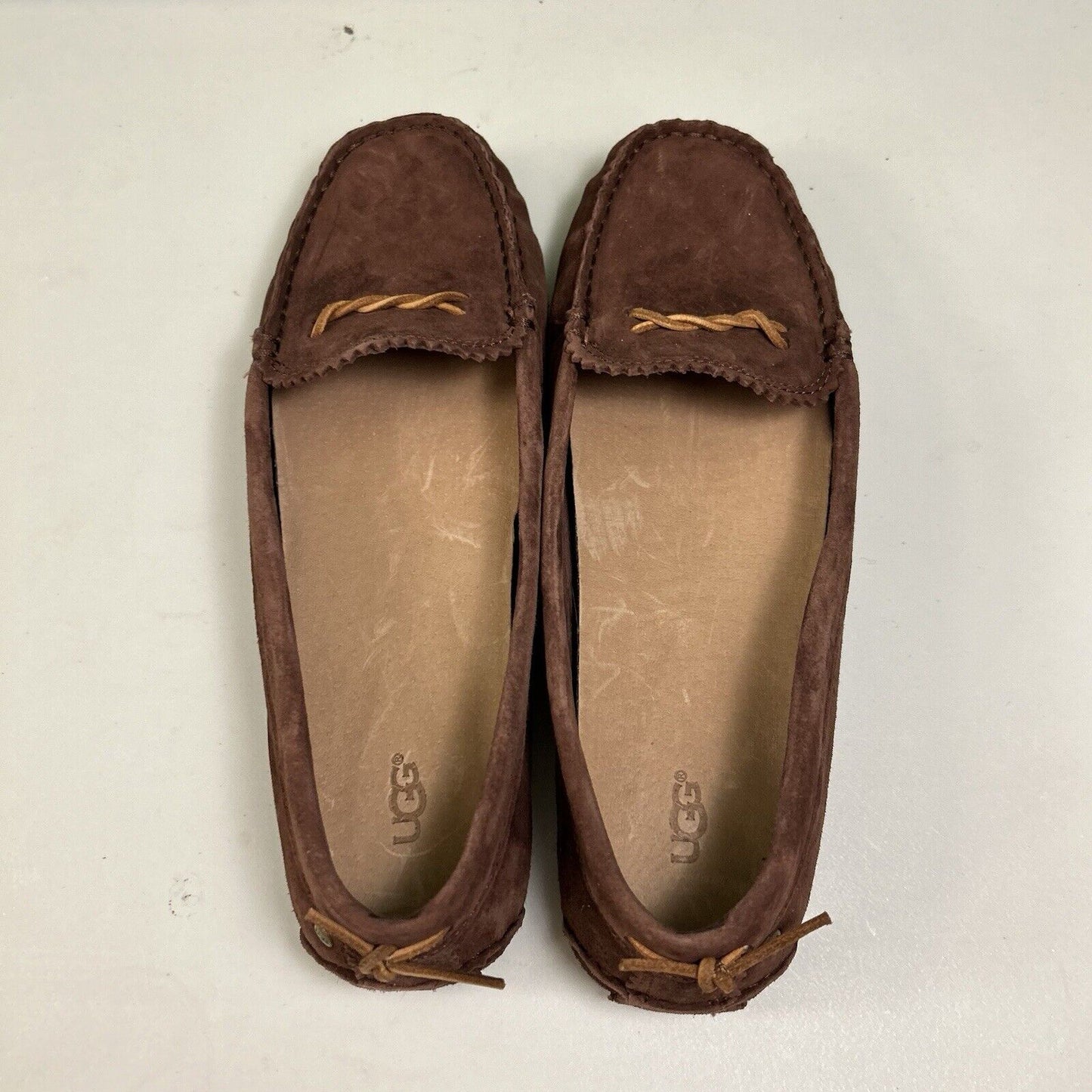 Ugg Ansley Moccasins Womens 10 M Brown Suede Slippers Casual Comfort Fur Warm