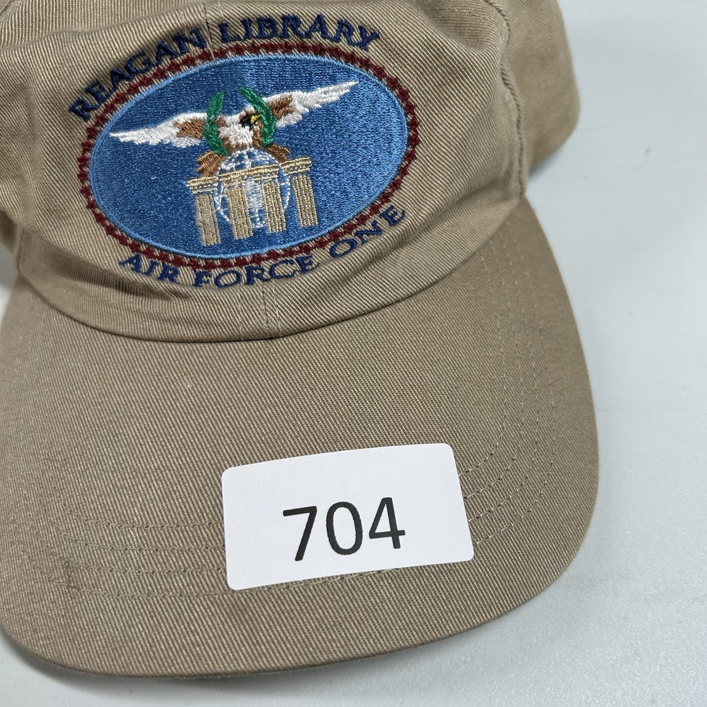 Vintage Reagan Library Air Force One Hat Cap Mens Tan Strap Back Adjustable