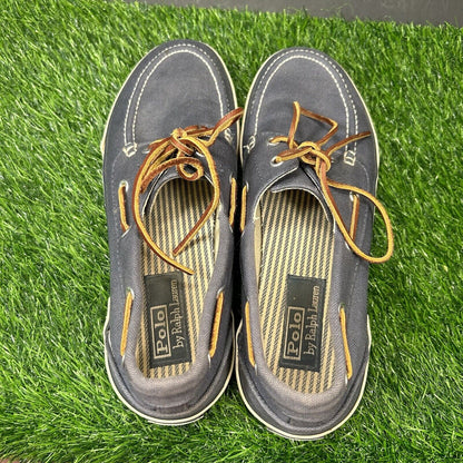 Polo Ralph Lauren Sander Mens 10 D Blue White Shoes Loafers Casual Lace Up