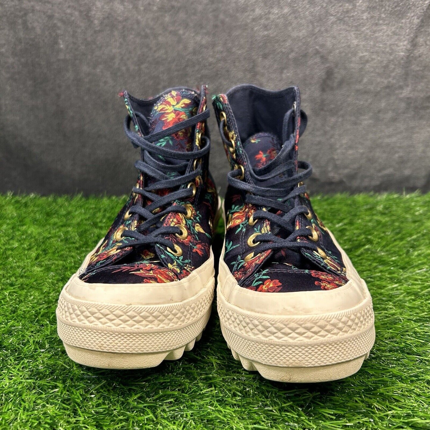 Converse Lift Ripple Womens 7.5 Blue White Flroal Shoes Sneakers High Top Casual