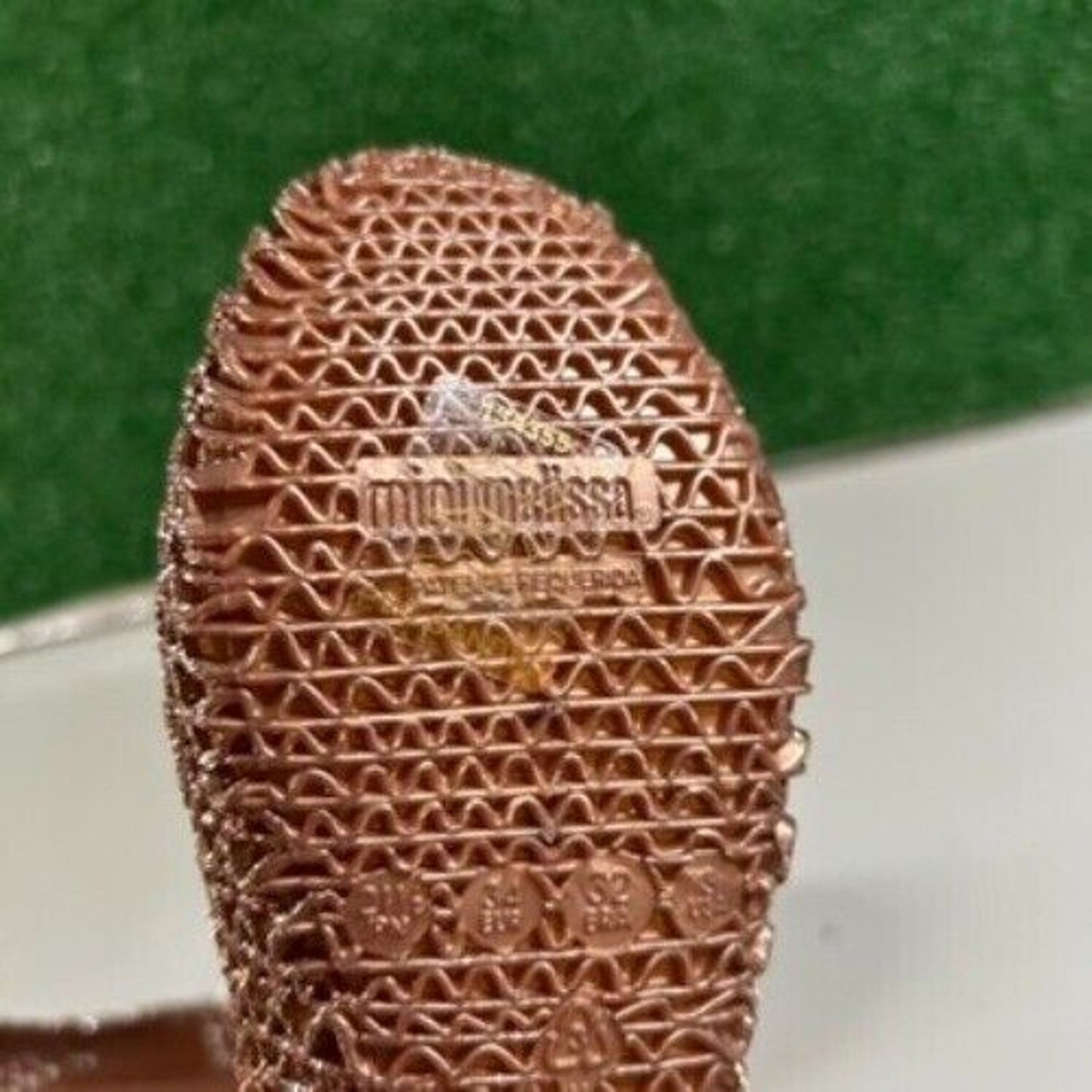 Mini Melissa Campana Glitter Ballet Flats Sparkle Shoes Rose Gold Kids Size 3Y