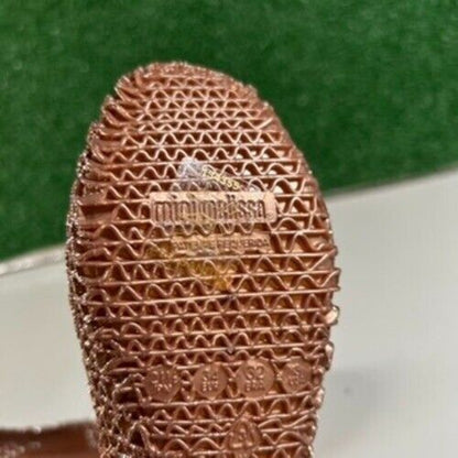 Mini Melissa Campana Glitter Ballet Flats Sparkle Shoes Rose Gold Kids Size 3Y