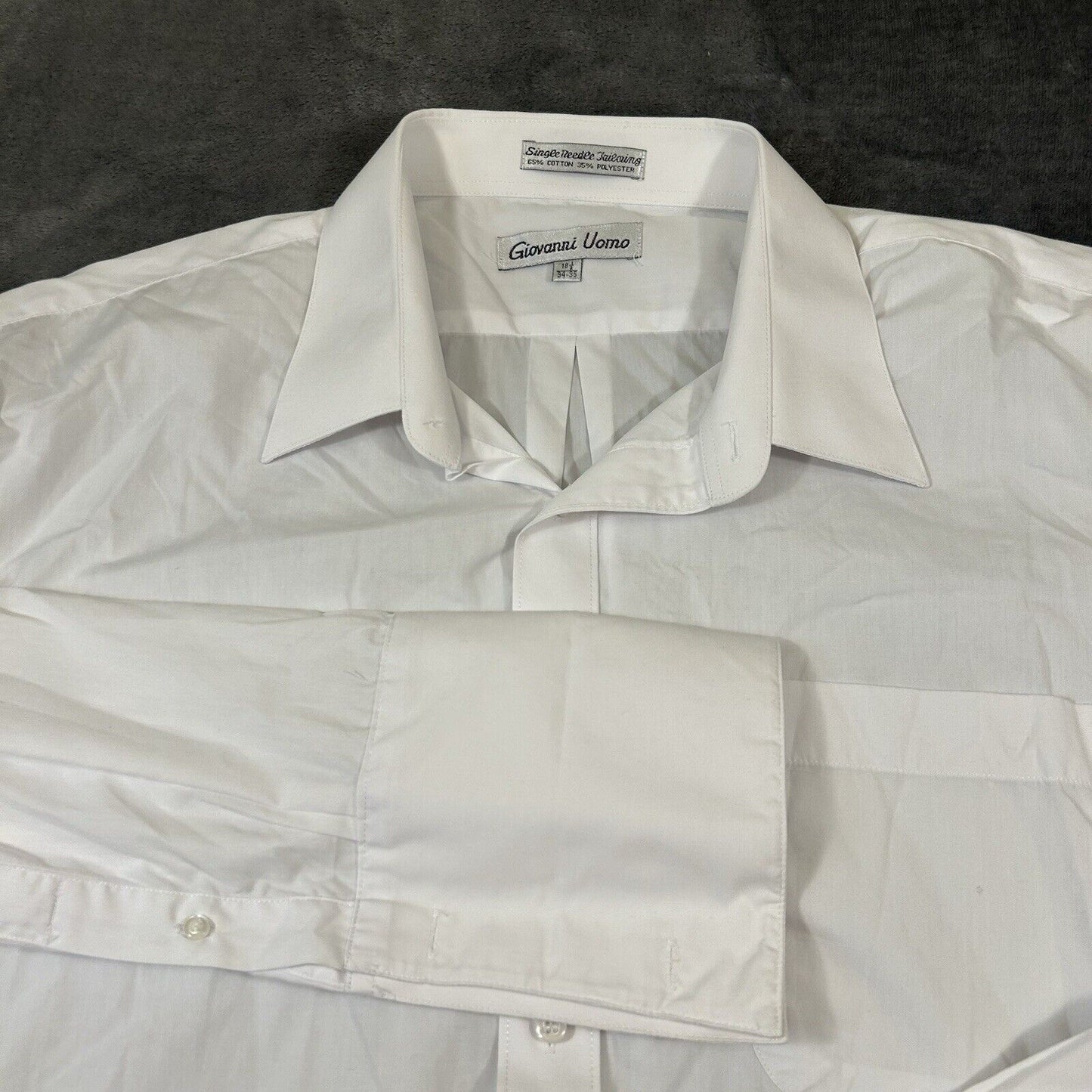Giovanni Uomo Dress Shirt Mens 18.5 34/35 White Button Up Long Sleeve Formal