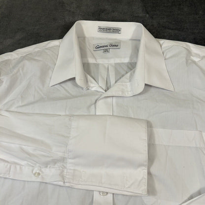 Giovanni Uomo Dress Shirt Mens 18.5 34/35 White Button Up Long Sleeve Formal