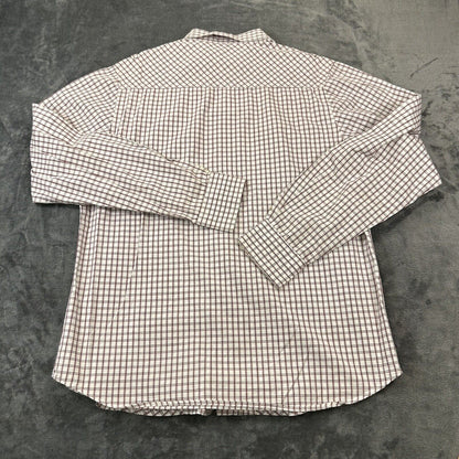 Marc Ecko Cut & Sew Shirt Mens Medium White Red Plaid Button Up Long Sleeve