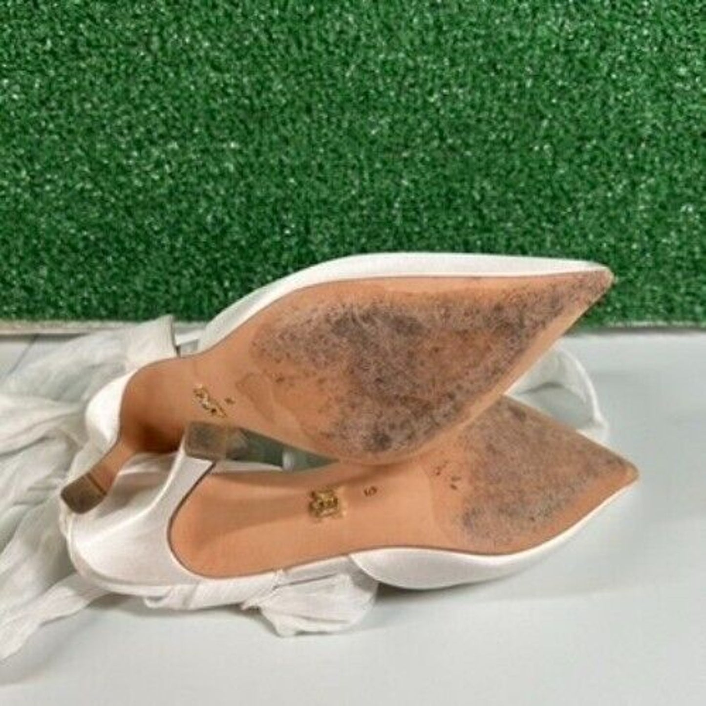 Badgley Mischka Women's Blaze Ankle Wrap Evening Pumps White Satin Size 5