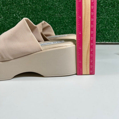 Steve Madden Slinky 30 Platform Sandals Slides Beige Chunky Heel Y2K Womens 6