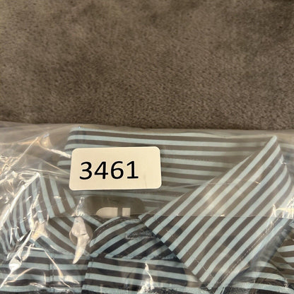 Footjoy Golf Polo Shirt Mens Extra Large Blue Black Striped Short Sleeve Stretch