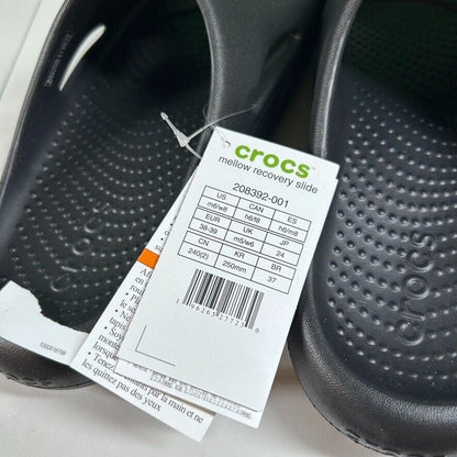 Crocs Mellow Recovery Slide Sandals Comfort Lightweight Black Womens 8 New