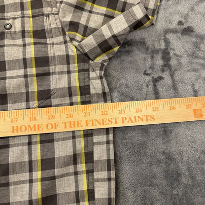 North Face Camp Shirt Mens Large Gray Black Plaid Button Up Short Sleeve Casual