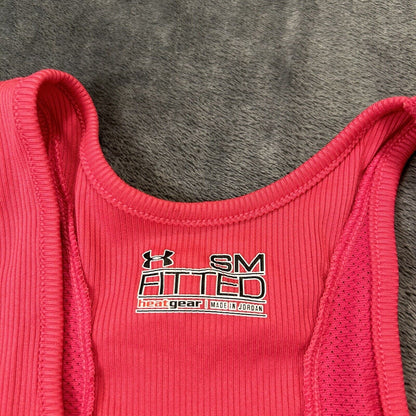 Under Armour Tank Top Womens Small Pink Sleeveless Heatgear Fitted Gym Athletic
