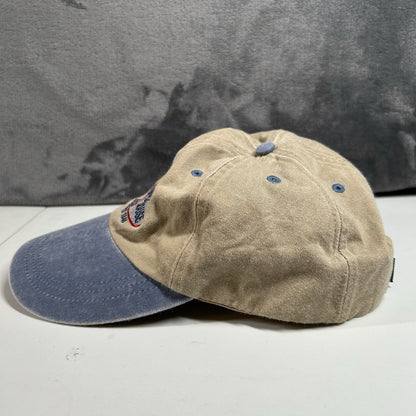 Volcano House Baseball Hat Cap Mens Strap Back Brown Blue Vintage Adjustable