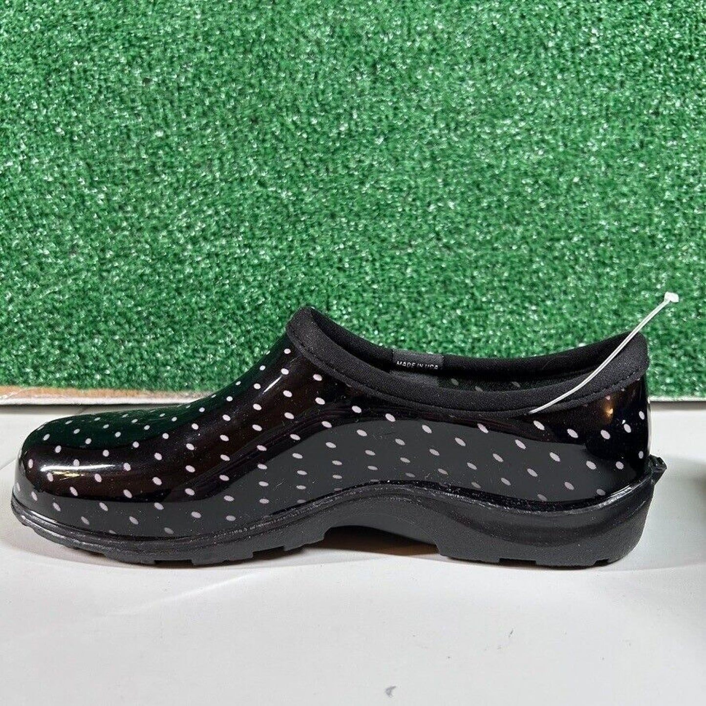 Sloggers Waterproof Garden Shoes Clogs Polka Dot Rain Shoe Black White Womens 10