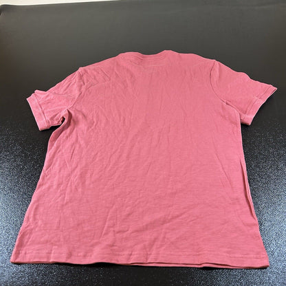 J Crew Slub Polo Shirt Mens Medium Red/Pink Band Collar Short Sleeve Preppy New