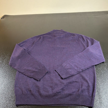 Jos a Bank Traveler Sweater Mens Large Purple Merino Wool Sweatshirt 1/4 Zip